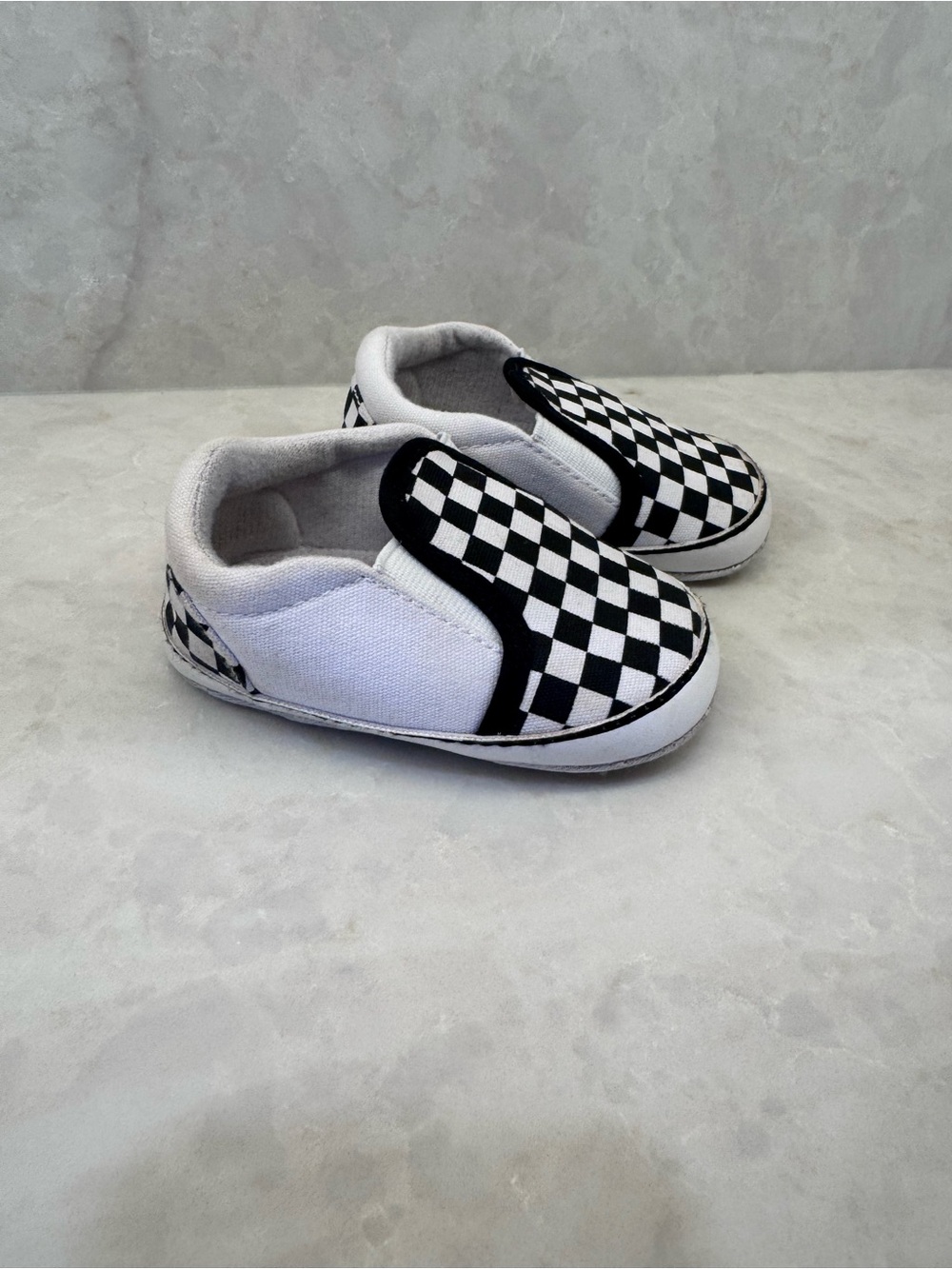 Kids Checkerboard Slip-On Canvas Shoes - Black & White - Picture 3 of 4